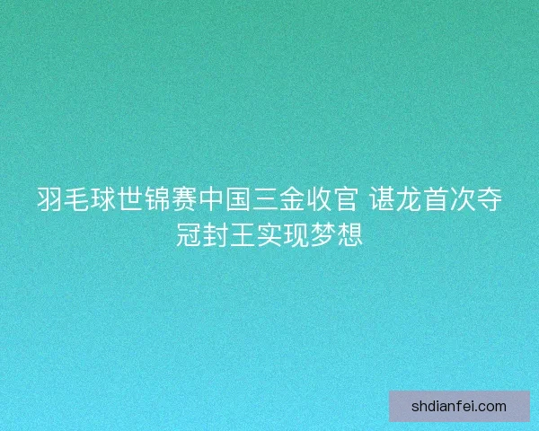羽毛球世锦赛中国三金收官 谌龙首次夺冠封王实现梦想