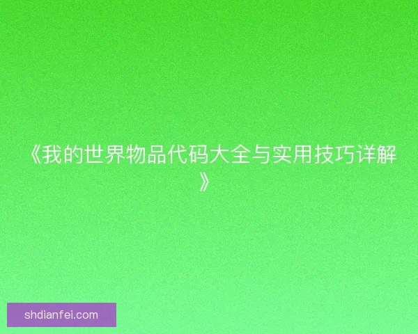 《我的世界物品代码大全与实用技巧详解》